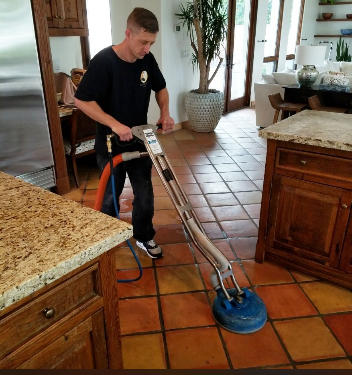 Cleaning some pavers with the truckmount